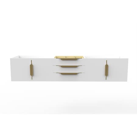 Castello Usa Alpine 72" Wall Mounted White Vanity Base with Gold Handles CB-MC-72W-GLD-VBO